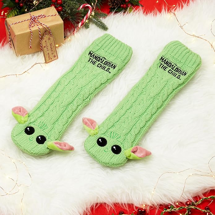 Disney Socks for Women Teens, US Size 4-9, Non Slip & Fluffy Fleece Slipper Socks, Soft, Warm, Breathable, Gifts for Her