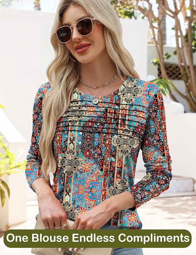Blouses for Women Dressy Casual Long Sleeve Fall Fashion Tops Trendy Outfits for Work Office Shirts Thicker Clothes