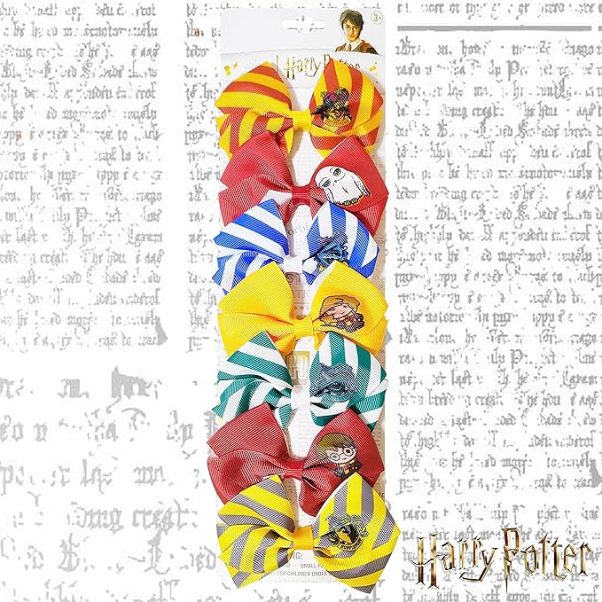 LUV HER Harry Potter Hair Bows - 7 Pcs 4 Inch Bundle - Hair Accessories Gift Set for Girls - Alligator Clips - Ages 3 +
