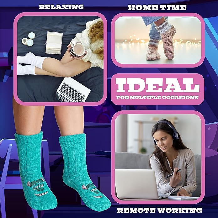 Disney Fluffy Socks for Women and Teenagers Soft Warm Slipper Socks Non Slip One Size Lounge Wear Gifts for Women
