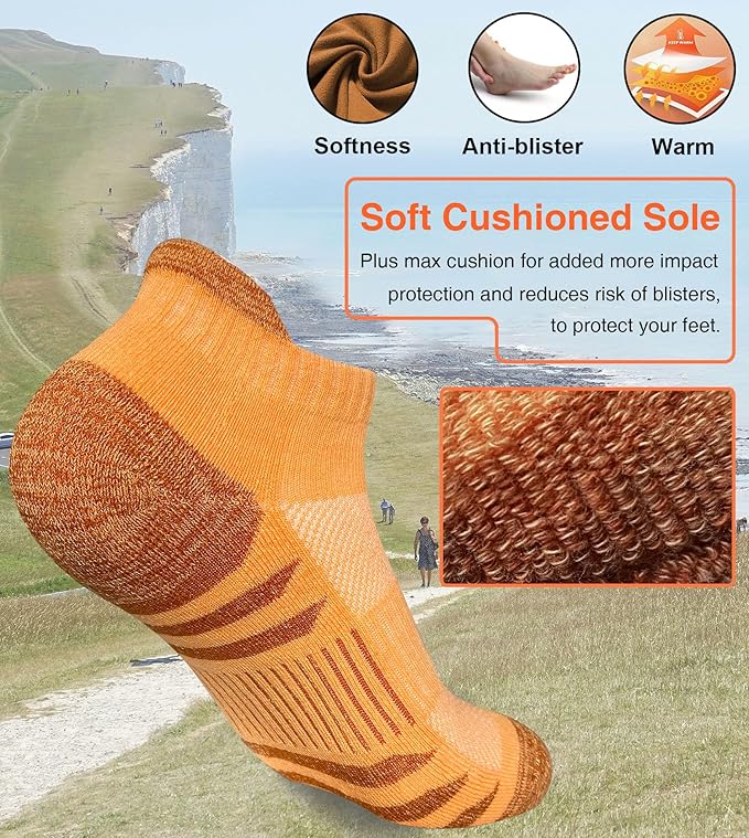 Heyoboy Womens Ankle Anti-blister Thick Cushioned Wicking Odor Resist Athletic Running Socks 5 Pairs
