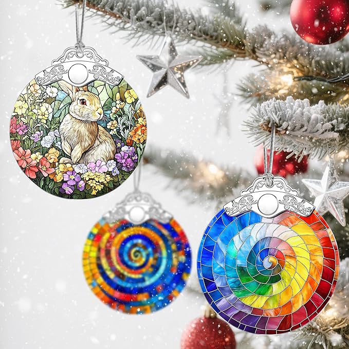 Christmas Ornaments: Stained Glass Ornament, Christmas Tree Ornament, Hanging Ornaments for Home Decor & Xmas Tree Decorations – Exquisite Holiday Decor, Gifts & Holiday Present - Rabbit