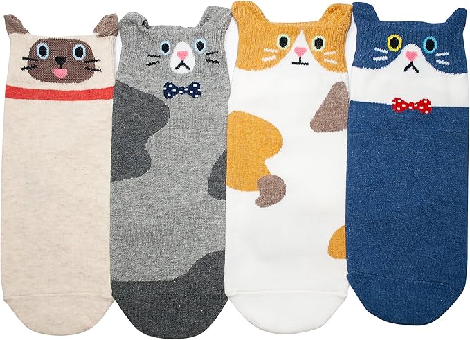 KONY Women's Cute Animal Designed Funny Novelty Crew Socks, Cat Dog Panda Patterns, Gift Ideas Size 6-9