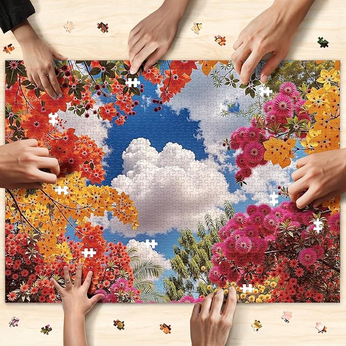 Naturelish 1000-Piece Puzzle for Adults - Relaxing Nature Jigsaw for Adults, Blooming Tree Canopy with Blue Sky Scene, Fun and Challenging Jigsaw Puzzles, 26.65 x 19.25 in