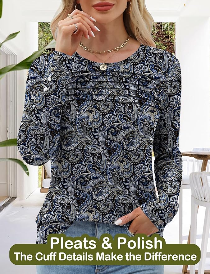 Blouses for Women Dressy Casual Long Sleeve Fall Fashion Tops Trendy Outfits for Work Office Shirts Thicker Clothes
