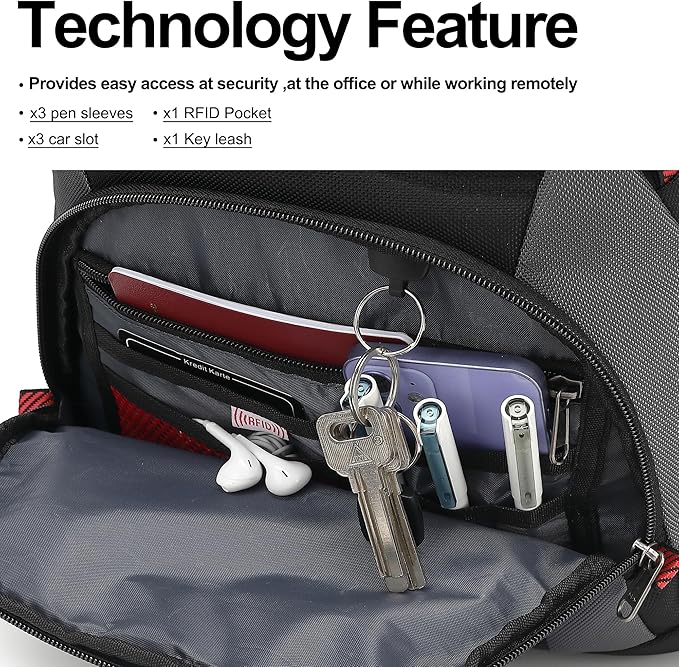 Boavan Laptop Backpack for men, 17.3 inch Laptop Bag with USB Port, Waterproof Travel Work Backpack Purse, Anti-Theft Teacher Nurse Doctor Casual Bookbags Office Business backpack，Black&Dark Grey
