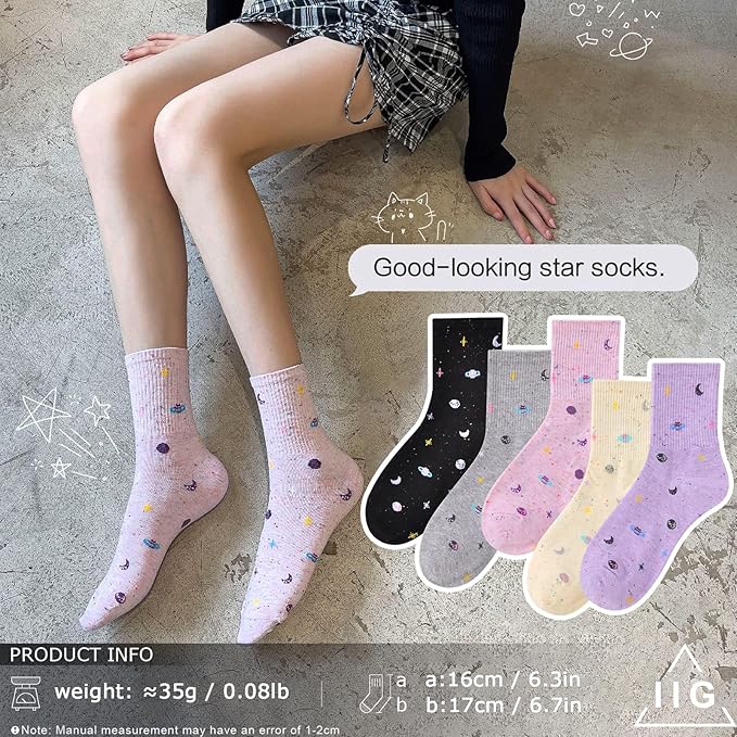IIG 3-6 Pairs Womens Cute Animal Patterned Funny Novelty Cotton Crew Socks