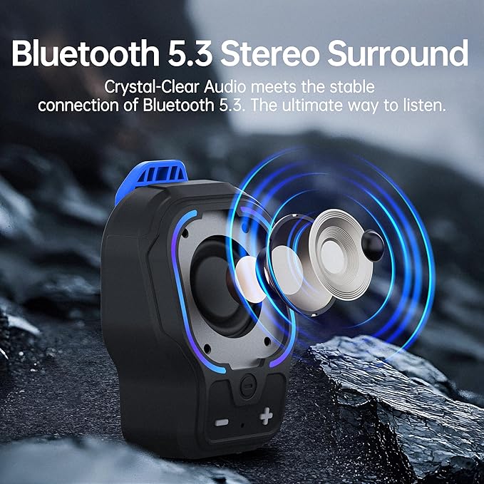 Wearable Bluetooth Speaker, Magnetic Clip-on Wireless Portable Speaker, Mini Loud speaker with 3 Light Modes, 10H Battery, Lightweight, Built-in Mic for Hands-Free Music Calls Outdoor Work, Ideal Gift