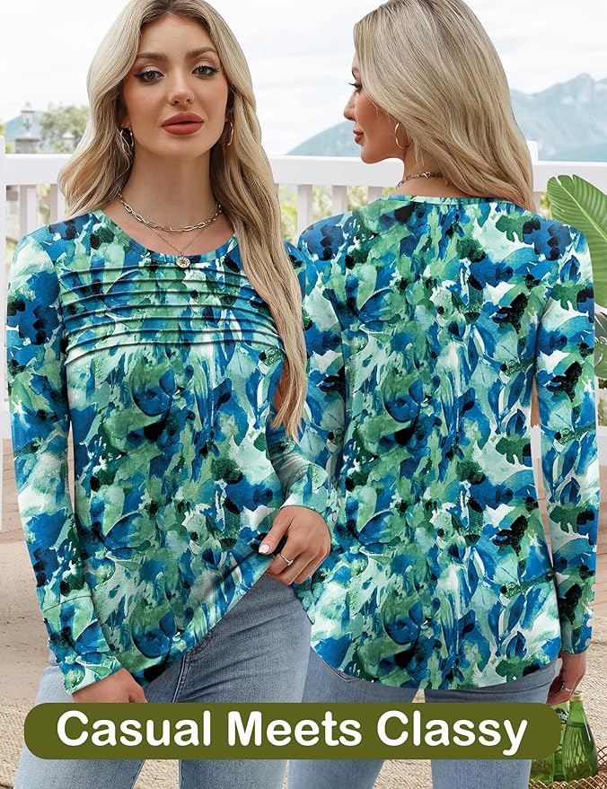 Blouses for Women Dressy Casual Long Sleeve Fall Fashion Tops Trendy Outfits for Work Office Shirts Thicker Clothes