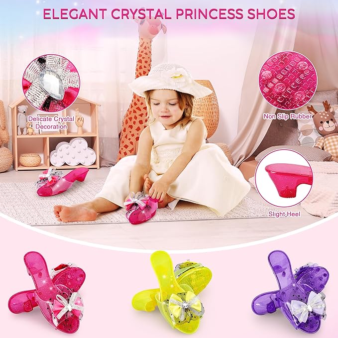 LJZJ Princess Dress Up Toys & Jewelry Boutique - Costumes Set incl Skirts, Shoes, Crowns, Accessories - Ideal Girls Role Play Gift for 3 4 5 6 Year Toddler Birthday Parties Party Favors