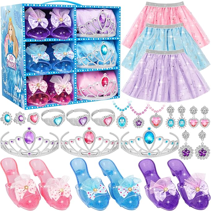 LJZJ Princess Dress Up Toys & JPrincess Dress Up Toys & Jewelry Boutique, Girls Role Play Gift for 3 4 5 6 Year Old Girl Toddler B-Day Party Favors