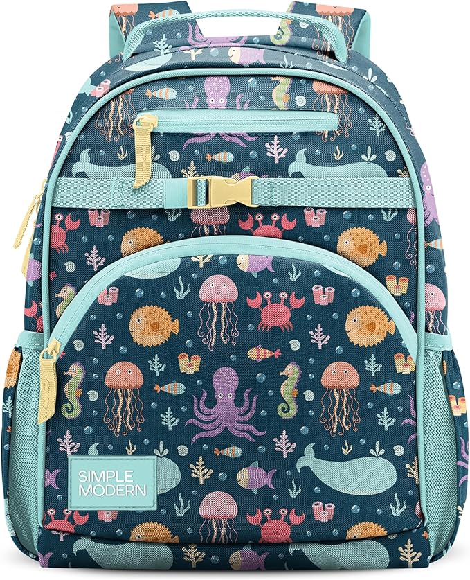Simple Modern Medium Toddler Backpack for School Girls and Boys | Kindergarten Elementary Kids Backpack | Fletcher Collection | Kids - 15" tall | Under the Sea