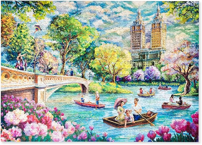 MOSAIC PUZZLES Bow Bridge Boating Puzzles for Adults - Premium Jigsaw Puzzles, 1000 Pieces