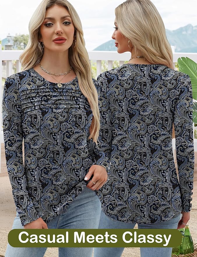 Blouses for Women Dressy Casual Long Sleeve Fall Fashion Tops Trendy Outfits for Work Office Shirts Thicker Clothes