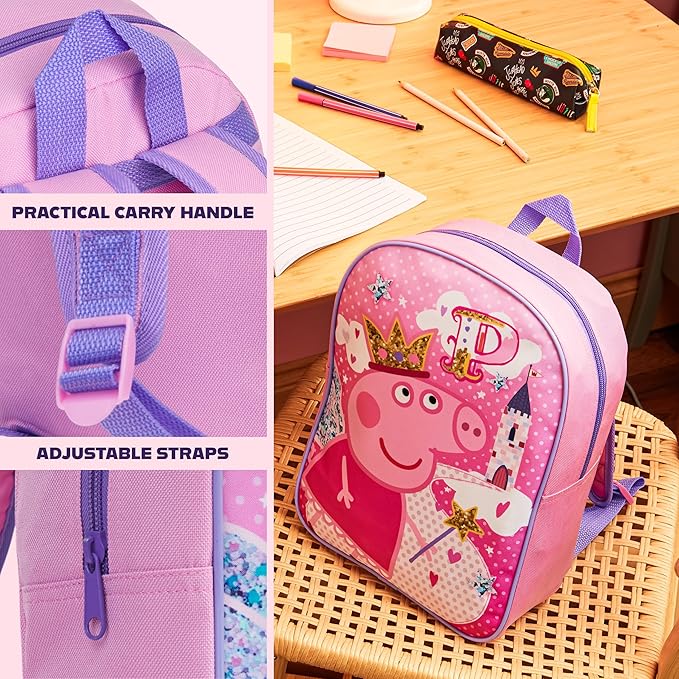 Get Trend Peppa Pig Mini Backpack Kids Toddlers 12x9” Rucksack Kindergarten Bag Preschool Sports Travel Backpacks 3+ Gifts for Kids (Pink Peppa Pig)