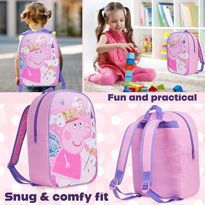 Get Trend Peppa Pig Mini Backpack Kids Toddlers 12x9” Rucksack Kindergarten Bag Preschool Sports Travel Backpacks 3+ Gifts for Kids (Pink Peppa Pig)