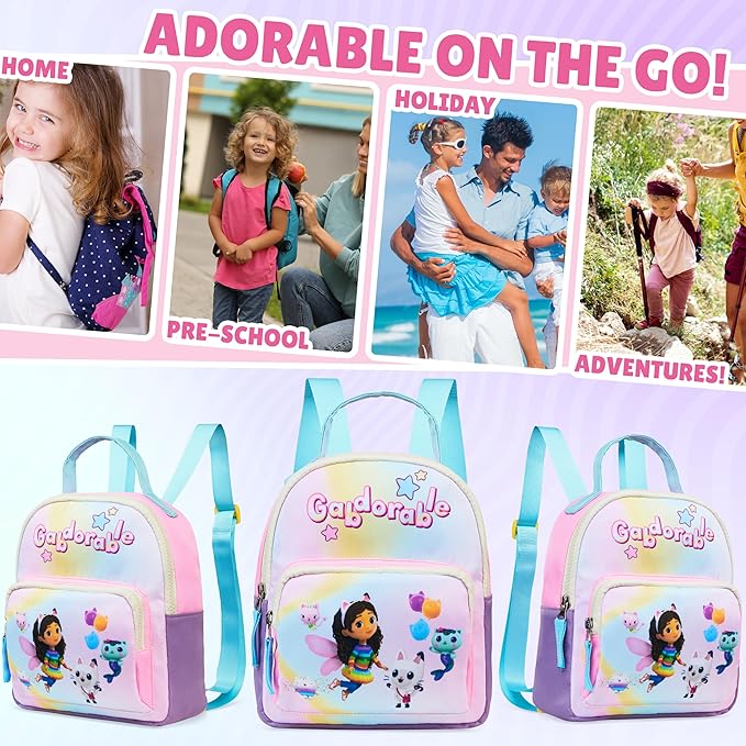 Get Trend Gabby’s Dollhouse Mini Backpack for Kids Girls Toddlers 9x7” Travel Bag Cute Bag for Daycare Trips Vacation Fashion Gifts for Girls (Multi Gabby’s Dollhouse)