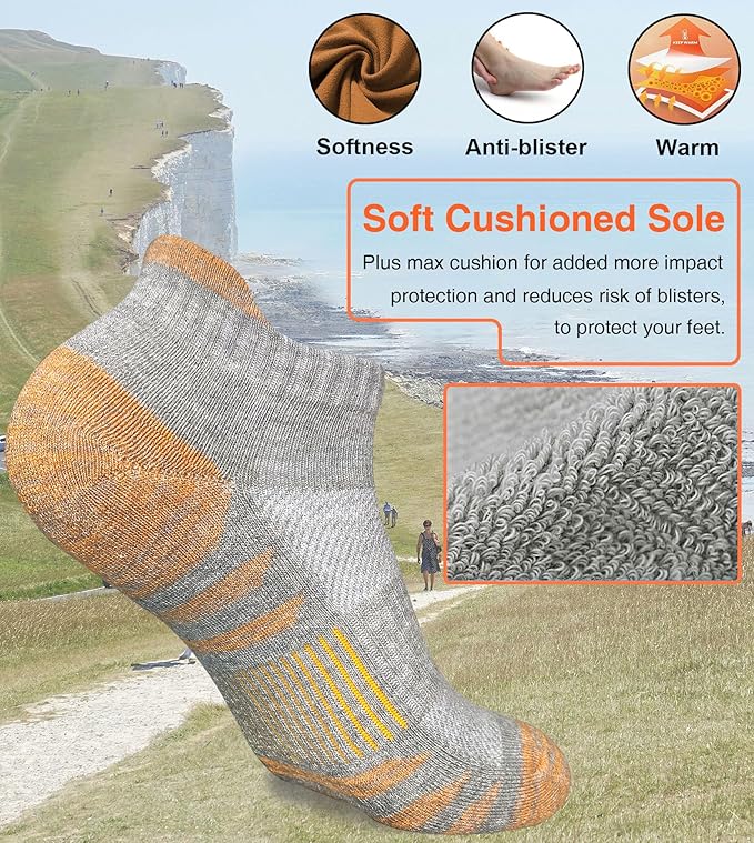 Heyoboy Womens Ankle Anti-blister Thick Cushioned Wicking Odor Resist Athletic Running Socks 5 Pairs
