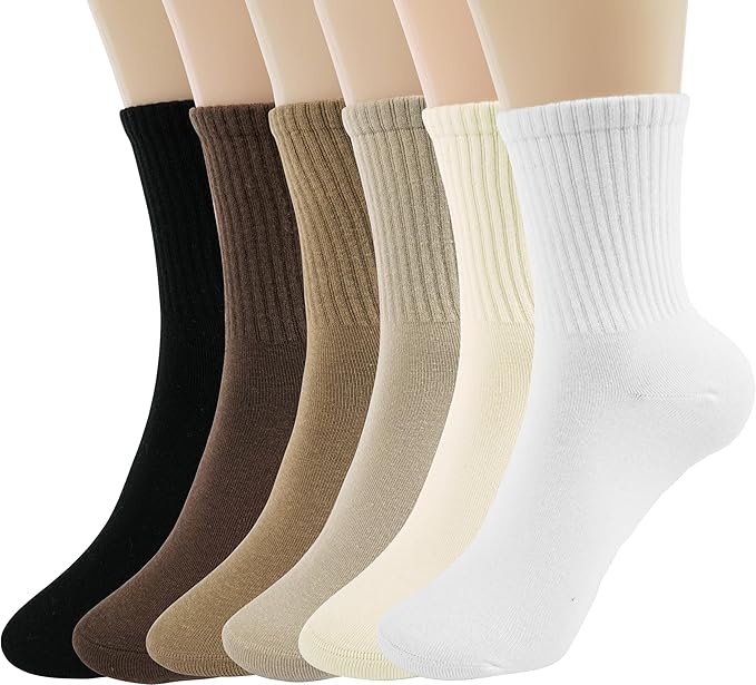 BomKinta Women Casual Calf Socks - Cute Cotton Crew Socks - Soft Above Ankle Sock 6 Pairs Size 5-10