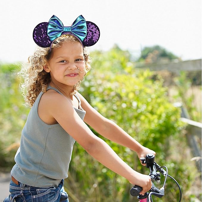 FANYITY Mouse Costume Ears,2 Pcs Mouse Ears Headbands for Girls & Women Party,Size Free (HEBD+ZE)