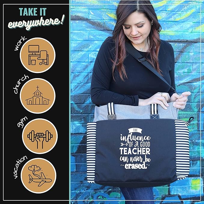 Brooke & Jess Designs Teacher Tote Bag for Work - Teacher Handbag Gifts for Women, Teacher Bag Best Teacher Appreciation Gift