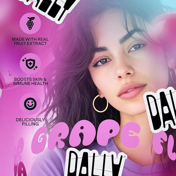 DALLY Grape Konjac Jelly Pouch (10 Pack) - Plant Based, Zero Sugar, Low-Calorie Jellified Fruit Snack - Vitamin C & Prebiotic Postbiotic Blend - Konjac Jelly Snack for Skin & Weight Management