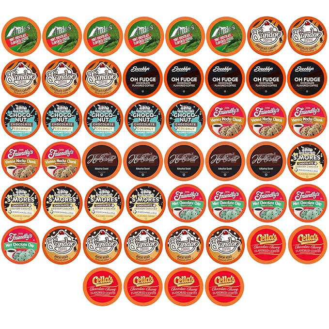 Two Rivers Coffee Chocolate Overload Coffee Pods Sampler Compatible with K Cup Brewers Including 2.0, Flavored Single Serve Variety Pack, 52 Count