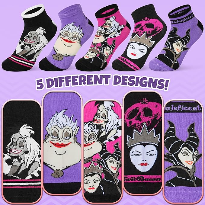 Disney Stitch Ankle Socks for Women, Teens US Size 4–9, Pack of 5 Casual Ladies Socks, Gifts for Her
