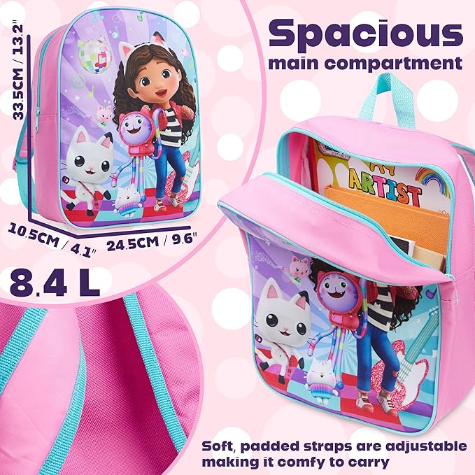 Get Trend Gabby's Dollhouse Mini Backpack Kids Toddlers 12x9” Rucksack Kindergarten Bag Preschool Sports Travel Backpacks 3+ Gifts for Kids (Multi Gabby's Dollhouse)