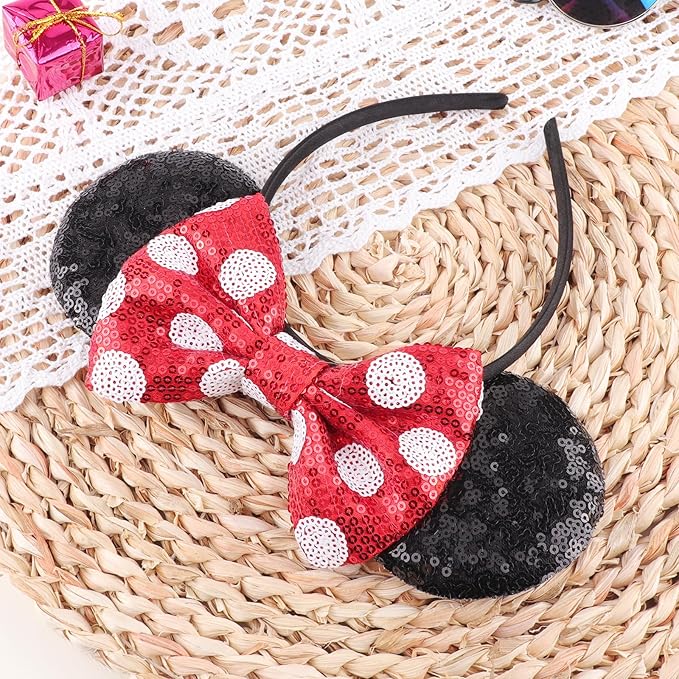 DRESHOW Mouse Ears Bow Headbands Glitter Party Decoration Cosplay Costume for Women