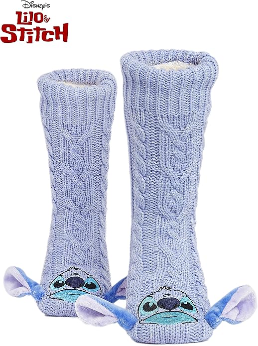 Disney Socks for Women Teens, US Size 4-9, Non Slip & Fluffy Fleece Slipper Socks, Soft, Warm, Breathable, Gifts for Her