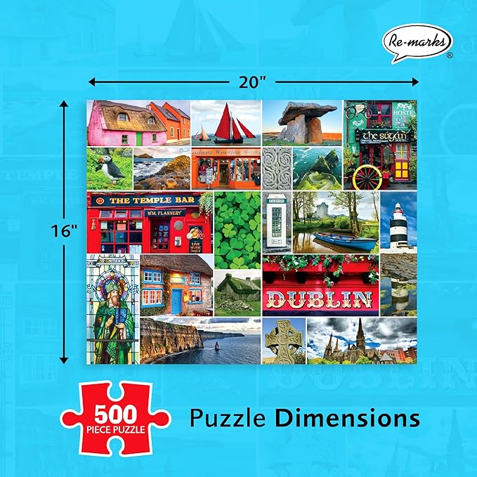 Re-marks Ireland, Country Puzzle, 500-Piece Jigsaw Puzzle for All Ages