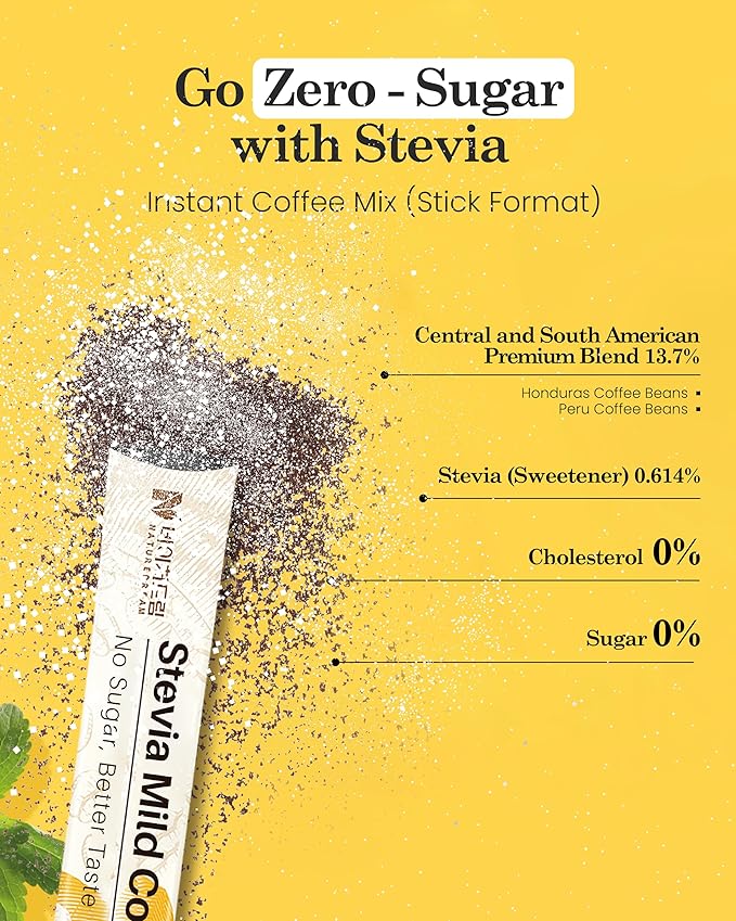 NATUREDREAM Zero Sugar Korean Coffee (30 Sticks) - Single Serve Portable Instant Coffee Packets with Creamer. Sugar-Free, Healthy Coffee Mix.