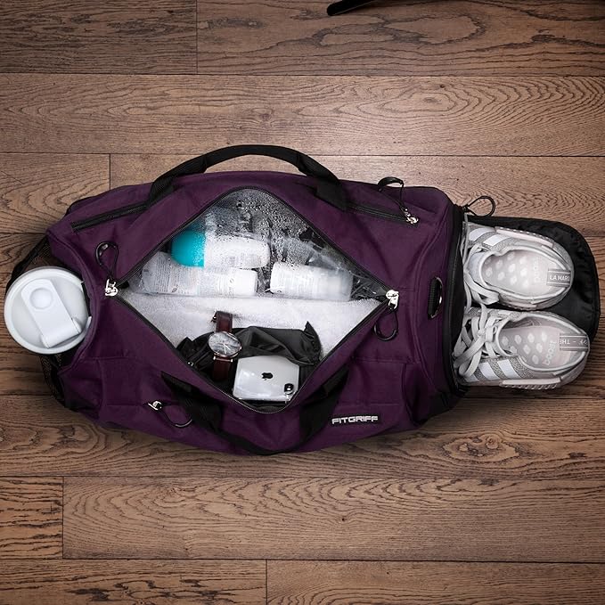 Fitgriff® Gym Bag for Men & Women with Shoe & Wet Compartment - Duffle Bag for Travel, Sports, Fitness & Workout