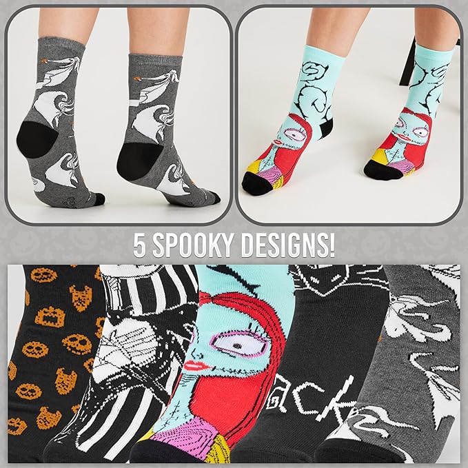 Disney Socks for Women and Teens, Pack of 5 or 6, US Size 4‑9, Soft and Breathable Novelty Socks Cozy Gifts for Women
