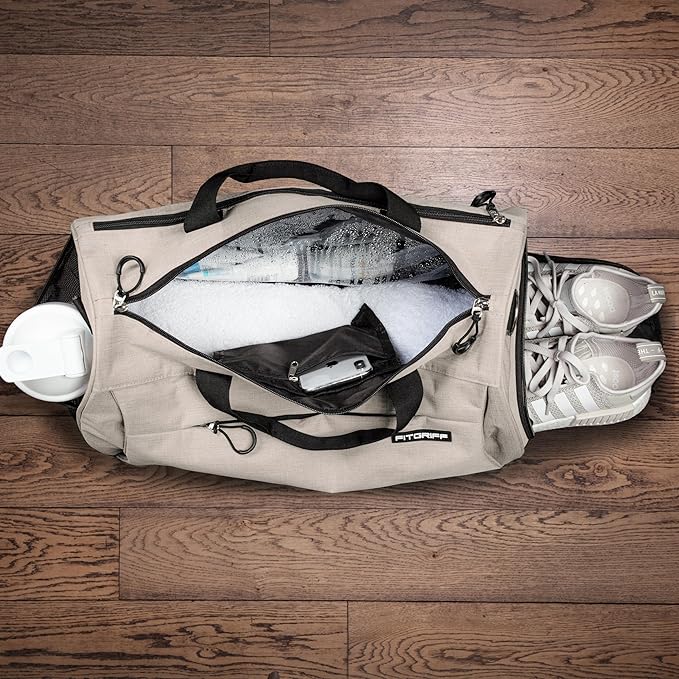 Fitgriff® Gym Bag for Men & Women with Shoe & Wet Compartment - Duffle Bag for Travel, Sports, Fitness & Workout