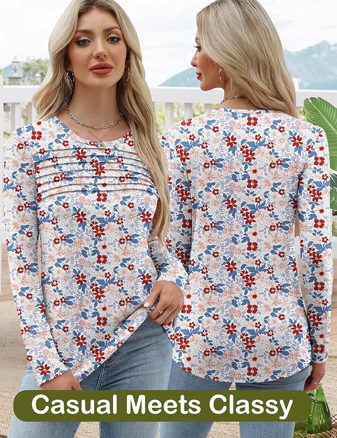 Blouses for Women Dressy Casual Long Sleeve Fall Fashion Tops Trendy Outfits for Work Office Shirts Thicker Clothes