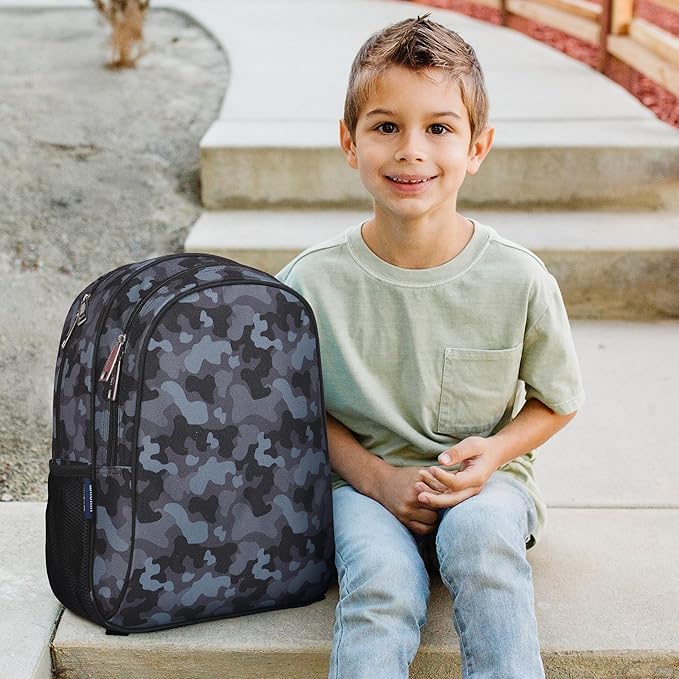 Wildkin 15-inch Kids Backpack – Durable, Padded, Adjustable for School & Travel - Black Camo