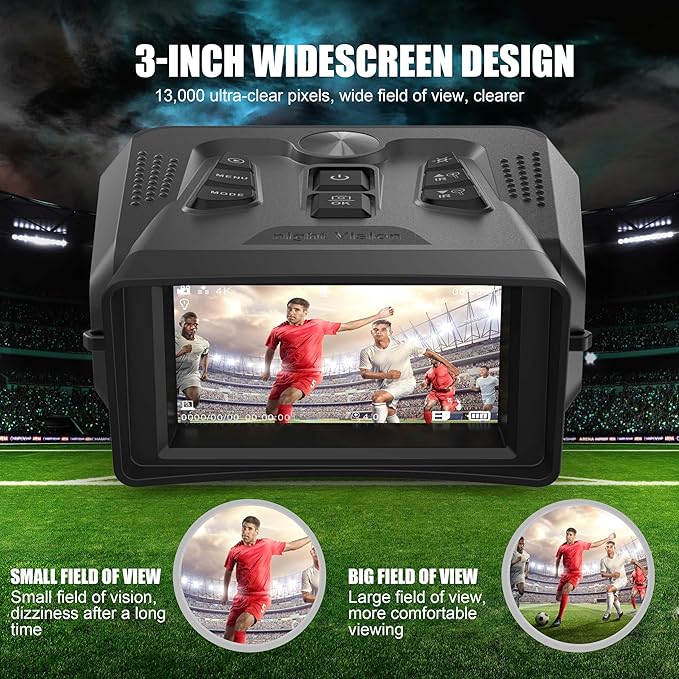 4K Night Vision Goggles - Night Vision Binoculars for Adult, 10X Digital Zoom, 3'' HD Screen, Up to1640FT Viewing Range, with 64GB TF Card to Save Photos Videos, Camping Hiking Security Gifts for Men
