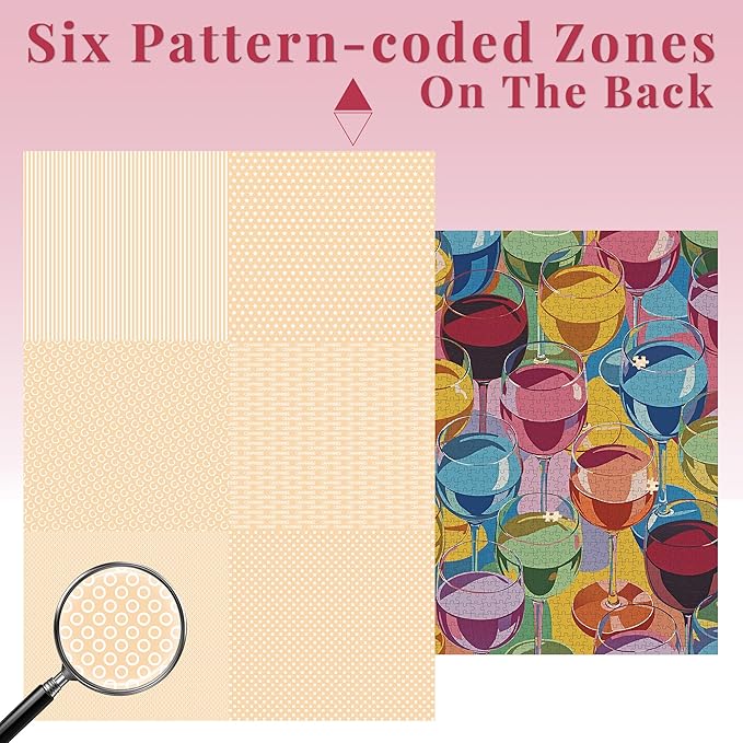 Graphinee Jigsaw Puzzles for Adults 1000 Pieces, Wine Glass Puzzle, Colorful as Home Wall Decor for Family Challenging Games