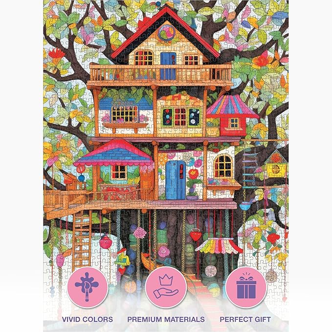 Cross & Glory – Jigsaw Puzzle for Adults 1000 Piece | Fantastical Treehouse Escape | Whimsical Art Style | Vibrant Design | Satin Finish | 20x27 Inches