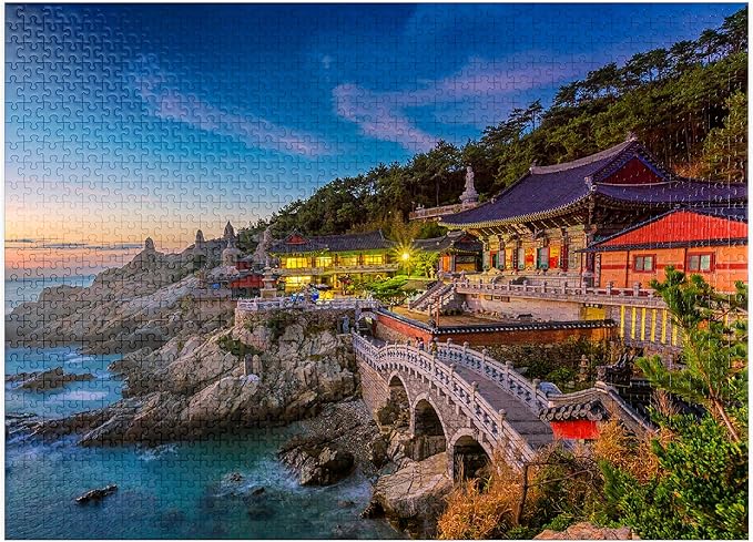 MyPuzzle Beautiful Sunrise Haedong Yongongs Temple Busan Korea - Premium 1000 Piece Jigsaw Puzzle for Adults