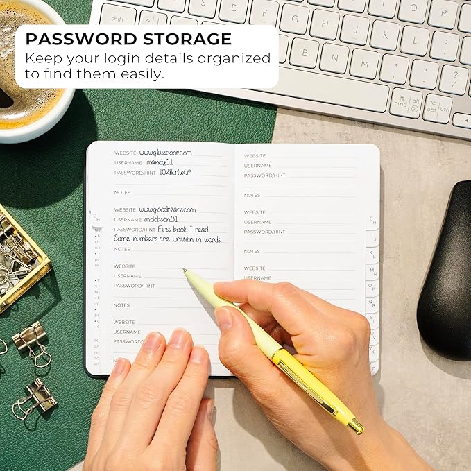 Clever Fox Password Book 2nd Edition Small – Pocket Password Keeper with Alphabetical Tabs – Internet Address Notebook & Login Details Organizer Journal – 3.5x5.6” (Black)