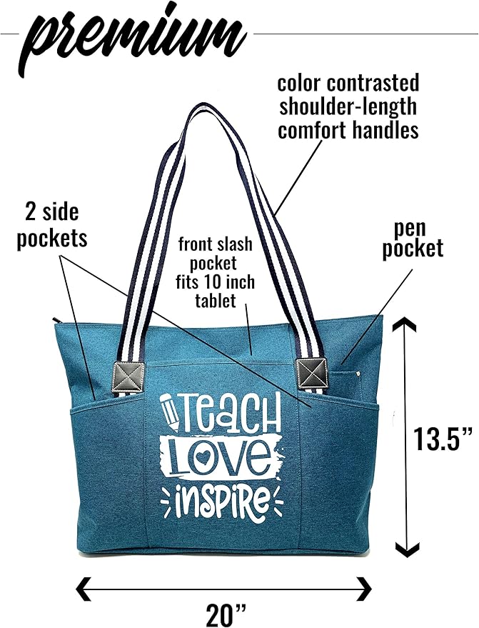 Brooke & Jess Designs Teacher Tote Bag for Work - Teacher Handbag Gifts for Women, Teacher Bag Best Teacher Appreciation Gift