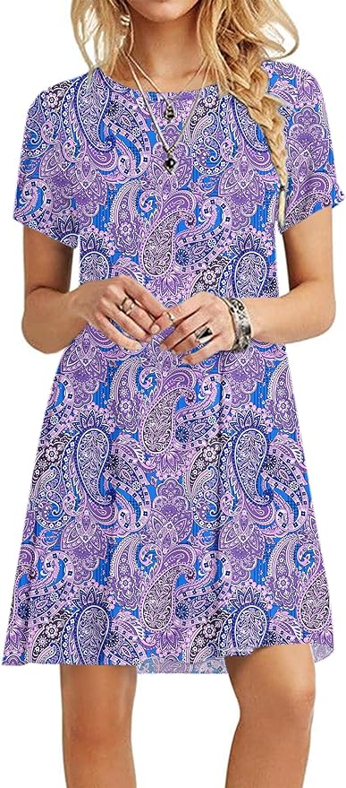 MOLERANI Women's Casual Plain Simple T-Shirt Loose Dress