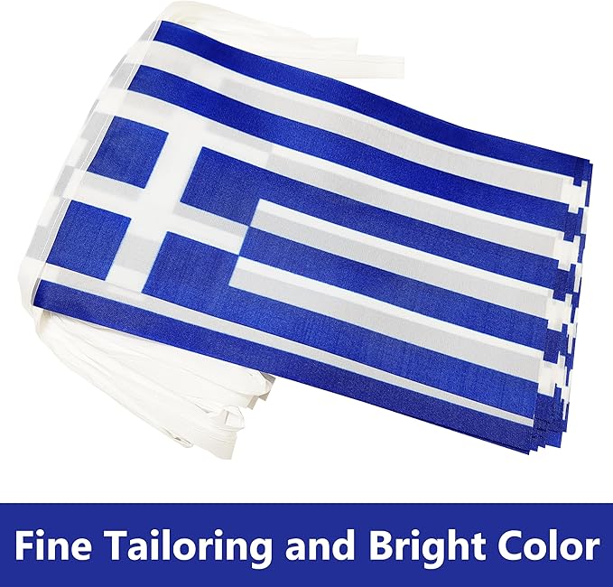 Yamiuo 100 Feet Greece String Flag, 76 Pcs Greek Banner Flag, Small Mini World Banner Flags for Sports Events, Bars Decorations, School Festivals, Party Decorations, Celebrations (Greece)