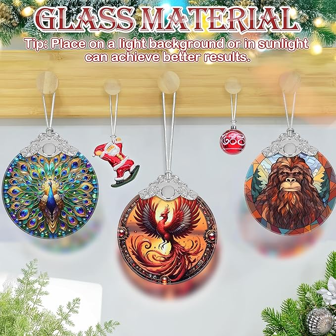 Christmas Ornament, 2025 Ornaments for Christmas Tree, Stained Glass Hanging Ornament, Holiday Ornaments, Unique Gift Idea - Soaring Phoenix
