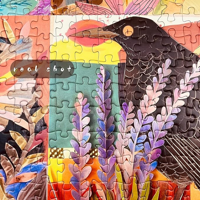 Naturelish 1000 Piece Jigsaw Puzzle for Adults Colorful Cut-Paper Style Birds Puzzle 1000 Piece, Challenging Jigsaw for Game Night, Giftable Puzzle with Sectioned Back Design, 24 x 24 in