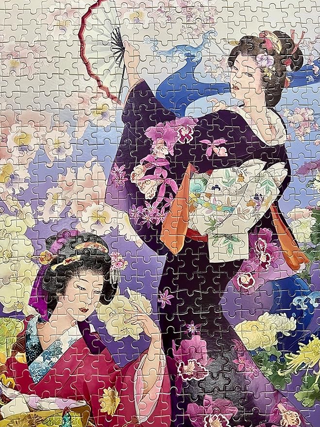 Funnybox Kimono Dancing Geisha Beauty Paintings by Haruyo Morita- Wooden Jigsaw Puzzle 1000 Piece for Teens and Family