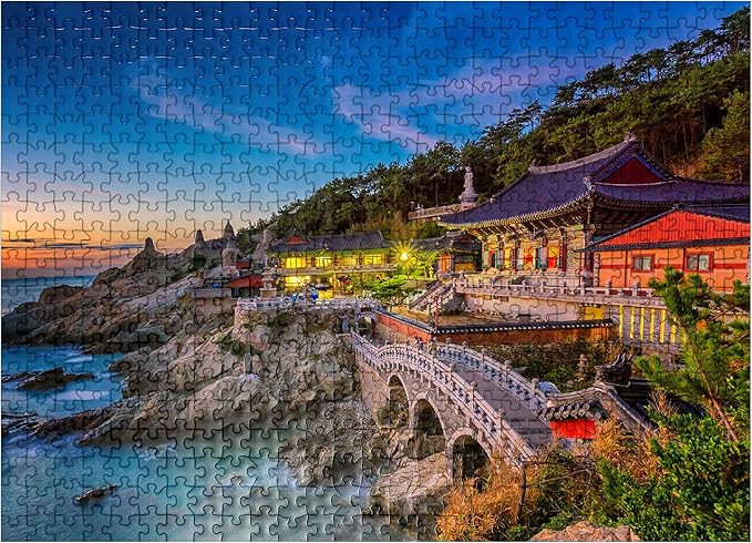 MyPuzzle Beautiful Sunrise Haedong Yongongs Temple Busan Korea - Premium 500 Piece Jigsaw Puzzle for Adults